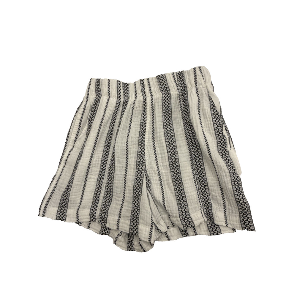 Coastal Comfort Women’s Shorts Small Pull On White With Black Checkered Stripes
